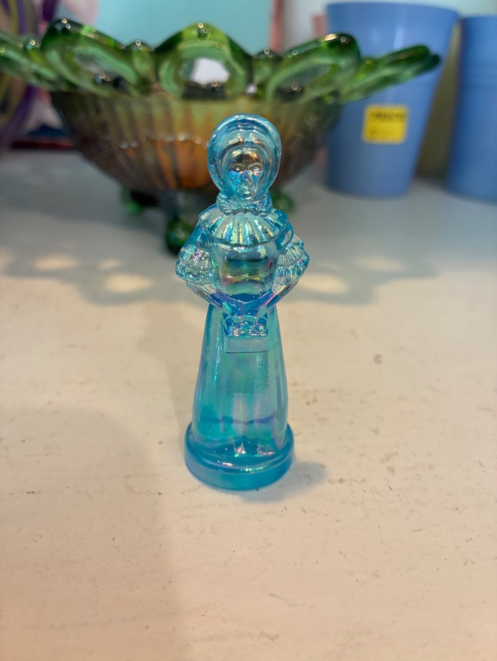 Degenhart Museum Eldena Miniature Sapphire blue Carnival Glass Figurine